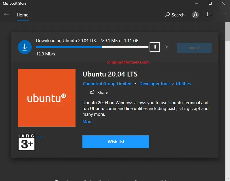 Run Podman on Windows 10 | Windows Server 2019 with WSL2 7 Microsoft Store Ubuntu20 downloadingt