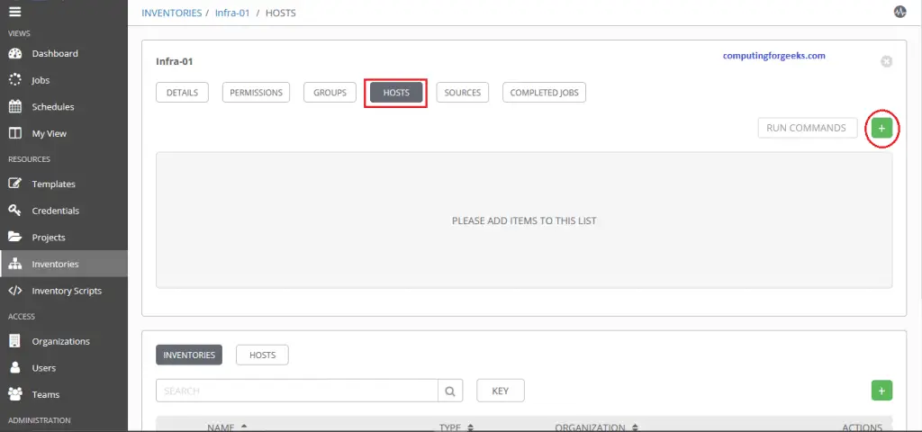 Install and Configure Ansible AWX on CentOS 8 18 AWX 3 Create a new Inventory host to add to organization
