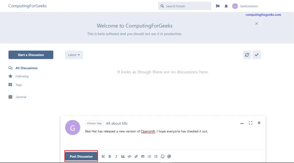 How To Create Community Forum Discussion Website with Flarum 4 Flarum 4 add a discussion