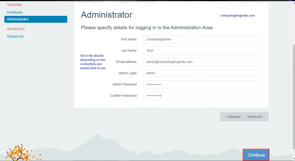 Install and Configure October CMS on CentOS 8 4 October page 3 administrator details