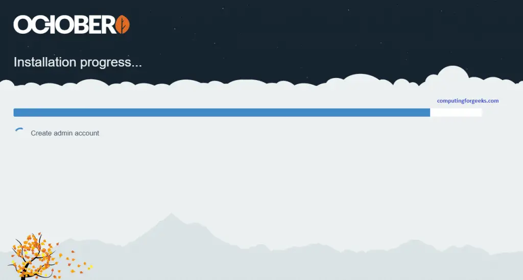 Install and Configure October CMS on CentOS 8 8 October page 7 2 start from a theme vanilla installing