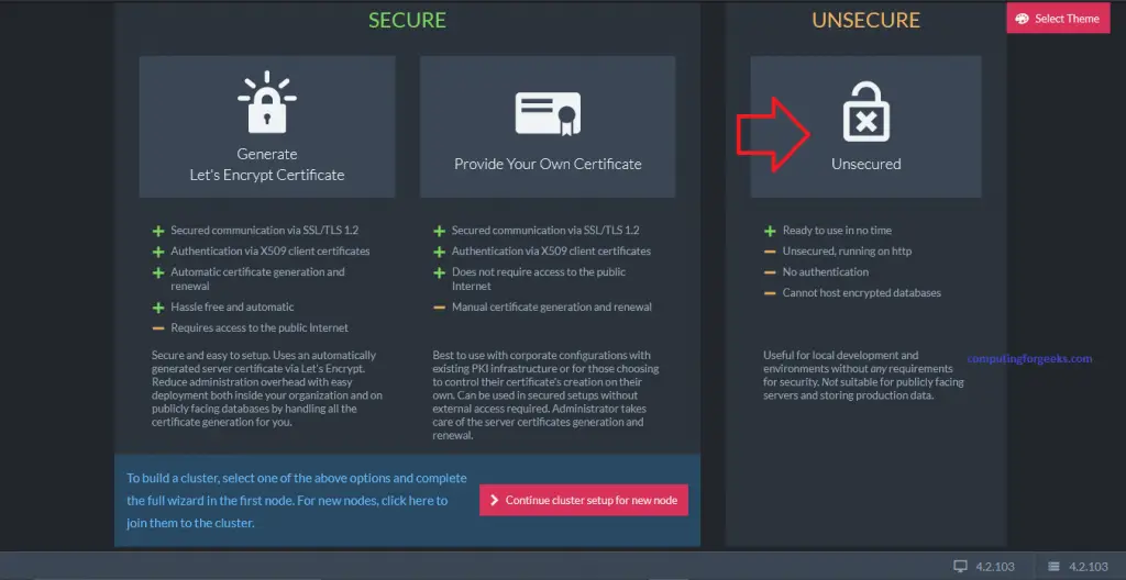 Install RavenDB NoSQL database on Ubuntu 20.04 2 RavenDB 2 RavenD Setup Wizard unsecured