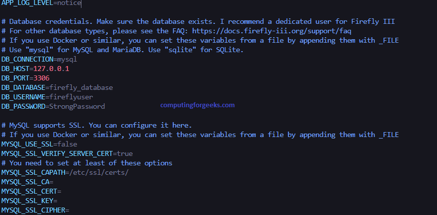 Setup Firefly III Personal Finance Manager on Ubuntu 20.04 | 18.04 1 dotenv configs