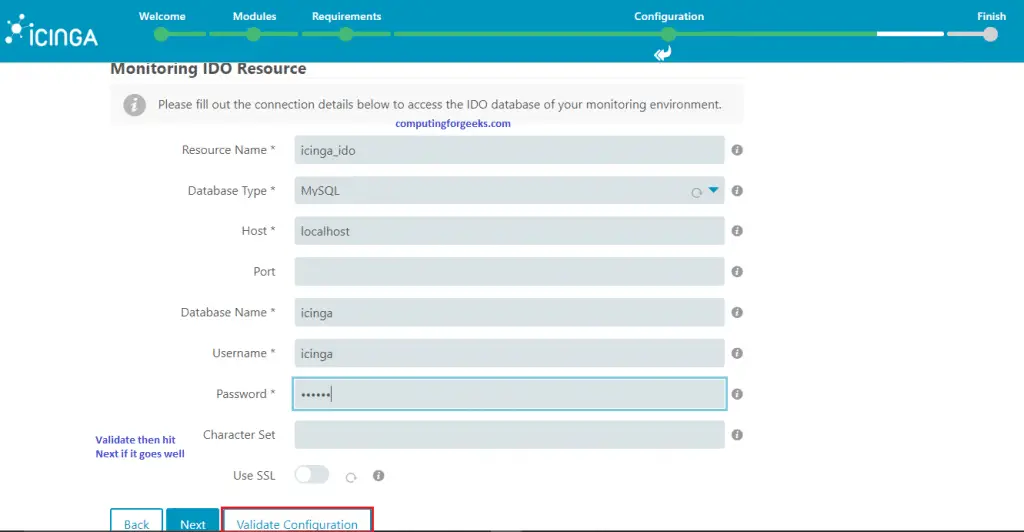 Install and Configure Icinga2 Monitoring Tool on Ubuntu 20.04 16 icinga2 web setup 13 monitoring ido config