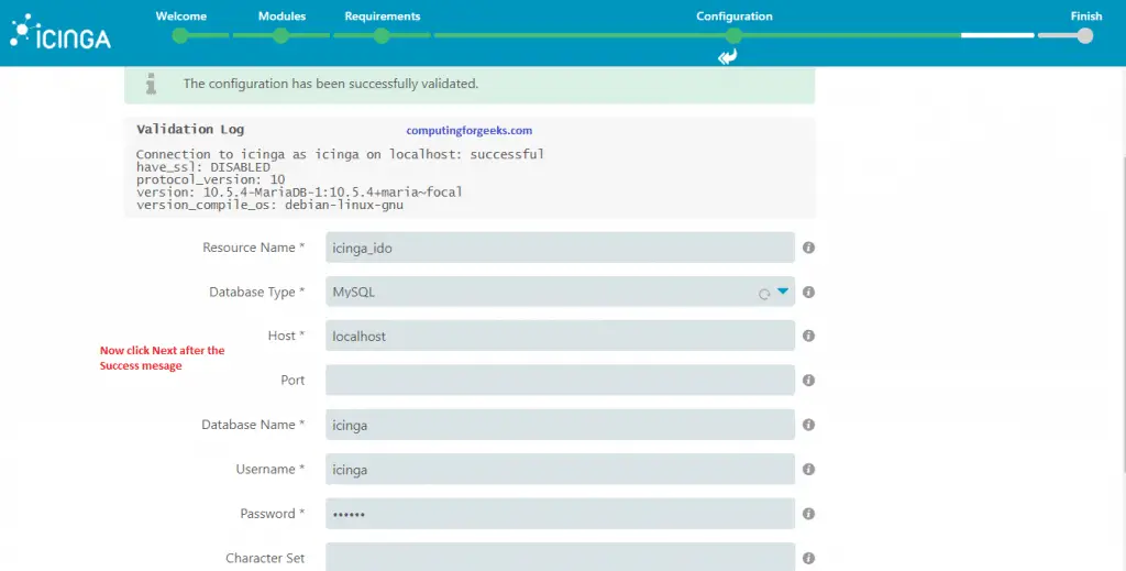 Install and Configure Icinga2 Monitoring Tool on Ubuntu 20.04 17 icinga2 web setup 14 monitoring ido validated