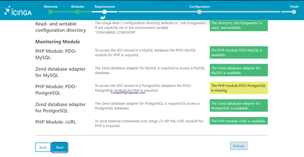Install and Configure Icinga2 Monitoring Tool on Ubuntu 20.04 6 icinga2 web setup 3 php modules