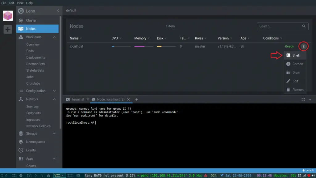 Install Lens - Best Kubernetes Dashboard & IDE 12 Lens open node terminal