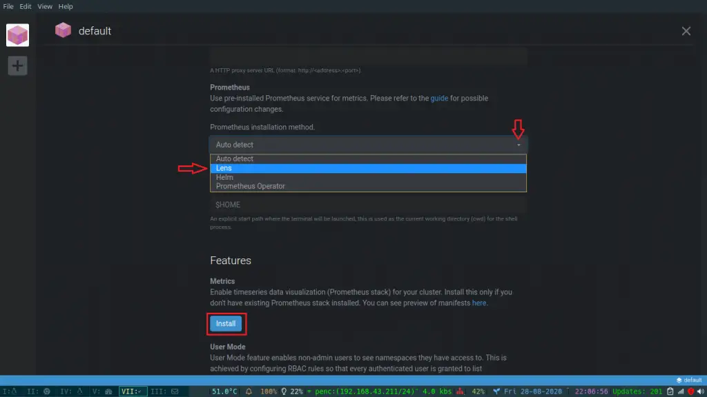 Install Lens - Best Kubernetes Dashboard & IDE 6 Lens page 6 install metrics feature and choose lens