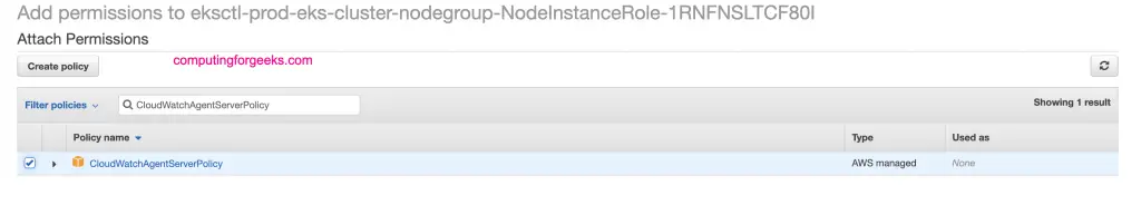 Install CloudWatch Container Insights on EKS | Kubernetes 3 eks policy cloudwatch 03