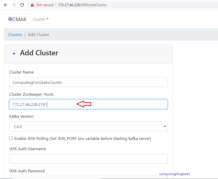 Install and Configure Apache Kafka on Ubuntu 20.04 4 kafka ubuntu cmak page 2 add cluster two