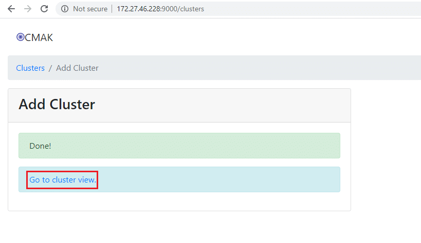 Install and Configure Apache Kafka on Ubuntu 20.04 9 kafka ubuntu cmak page 3 add cluster done message