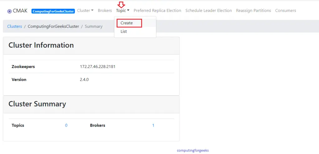 Install and Configure Apache Kafka on Ubuntu 20.04 7 kafka ubuntu cmak page 5 add topic one