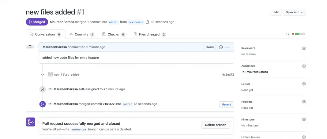commit a new branch to master git commit a new branch to master git