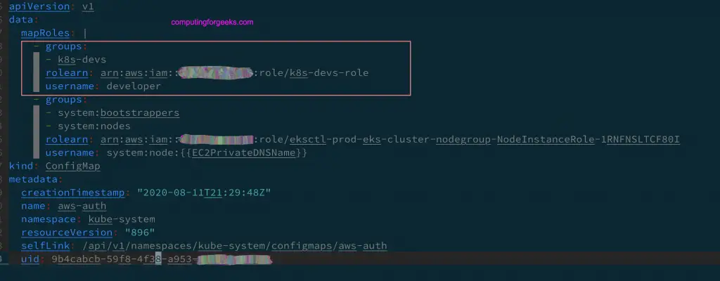 Grant Developers Access to EKS Kubernetes Cluster 10 eks k8s aws auth config map edit 02