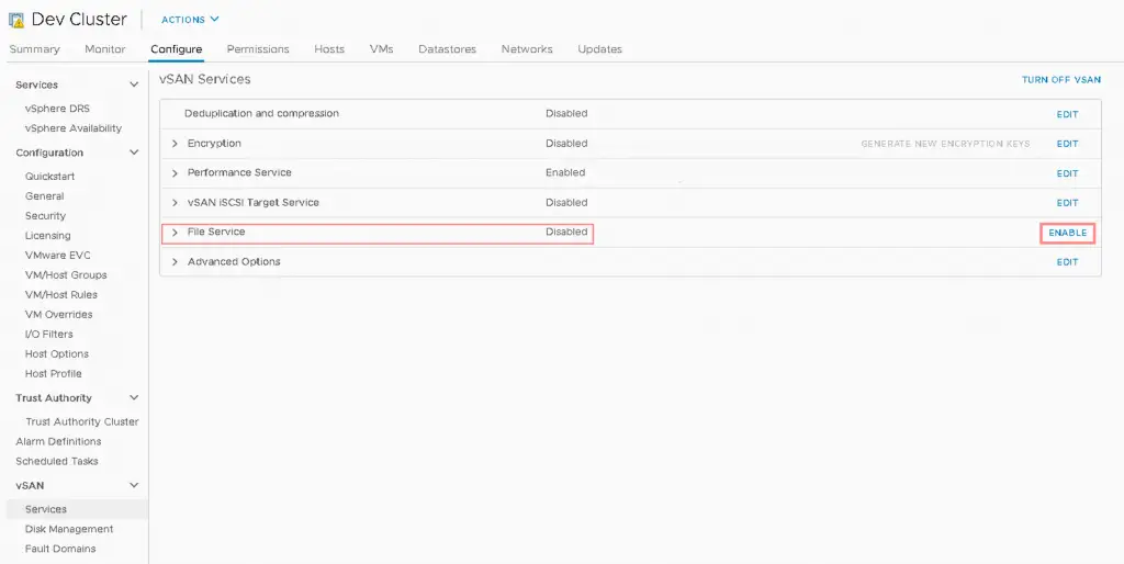 Enable NFS File Service in VMware vSAN Storage Cluster 2 enable file service vsan cluster 02