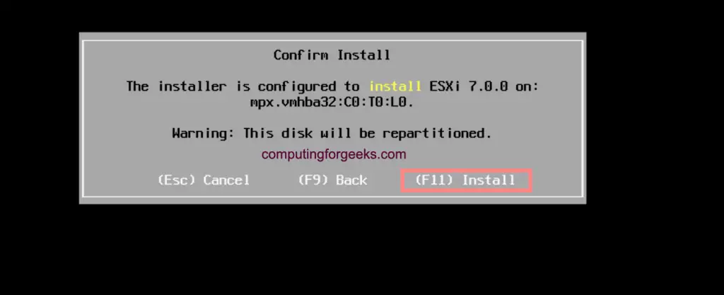 esxi installieren 7 11