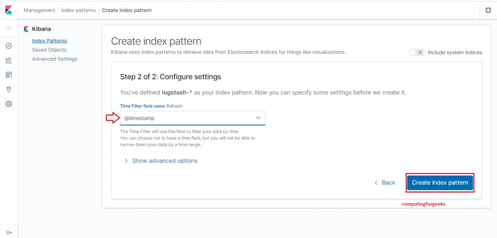 How To Install MicroK8s Kubernetes Cluster on CentOS 8 7 microk8s kibana add index 2