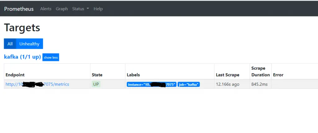 Monitor Apache Kafka with Prometheus and Grafana 3 prometheus login 2 status targets