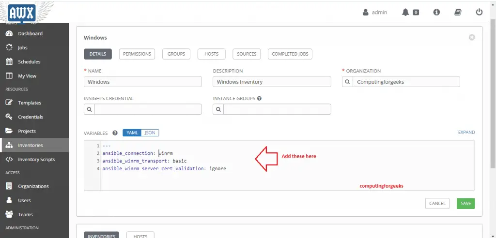 Automate Windows Server 2019 & Windows 10 Administration with Ansible 1 AWX Inventory with variables