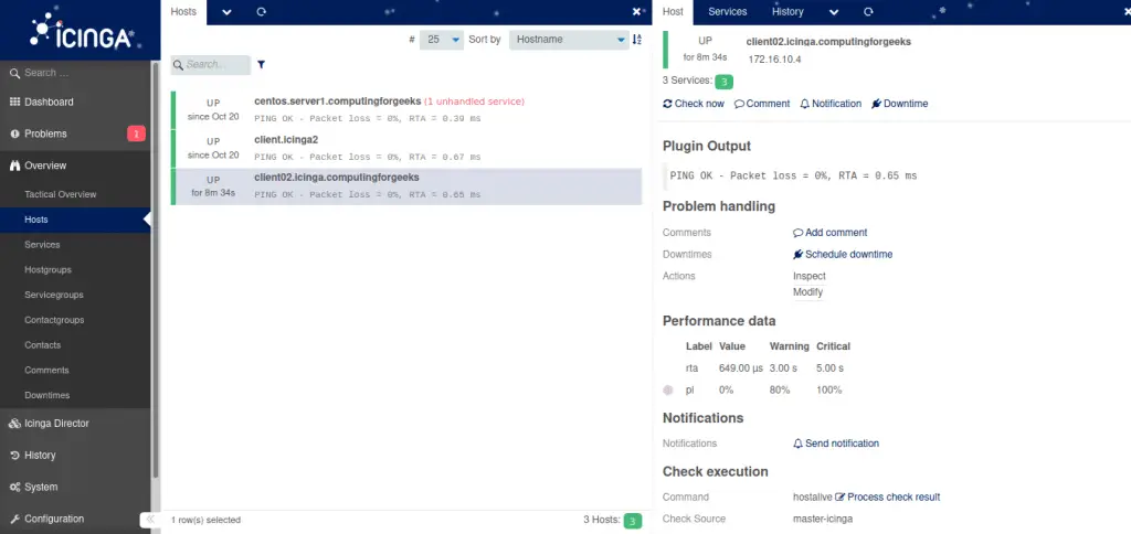 Automate Icinga2 Configurations with Icinga Director on CentOS 8|RHEL 8 20 Icinga director client stats