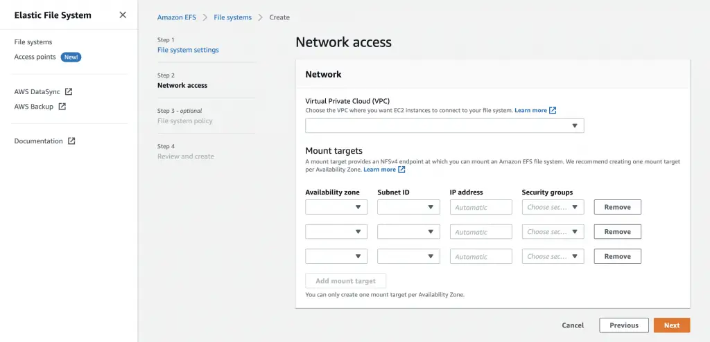 How To Create AWS EFS Filesystem With CloudFormation 5 Network Access