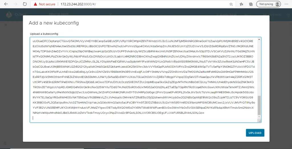 VMware Octant - Visualize & Monitor Kubernetes Deployments 2 Octant 2 kubeconfig file pasted