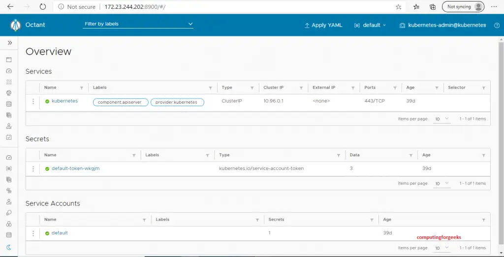 VMware Octant - Visualize & Monitor Kubernetes Deployments 3 Octant 3 connected first page