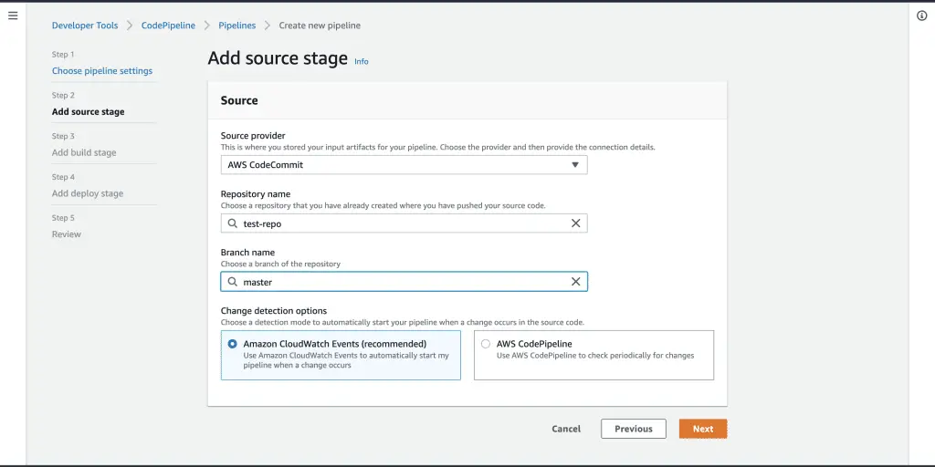 Create and Configure AWS Application Load Balancer with CloudFormation 5 add source stage settings