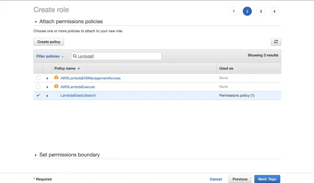 How To Stream Logs in AWS from CloudWatch to ElasticSearch 5 attach policy to role