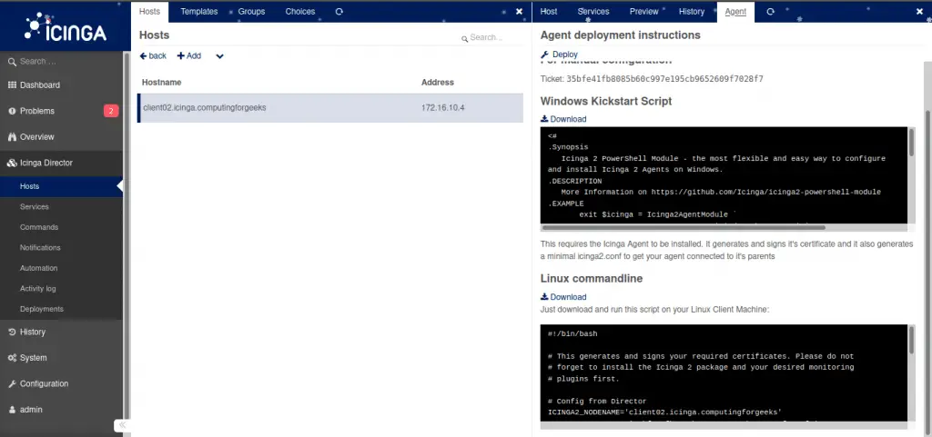 Automate Icinga2 Configurations with Icinga Director on CentOS 8|RHEL 8 17 download icinga client script icinga director