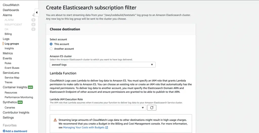 How To Stream Logs in AWS from CloudWatch to ElasticSearch 8 elasticsearch subscription filter