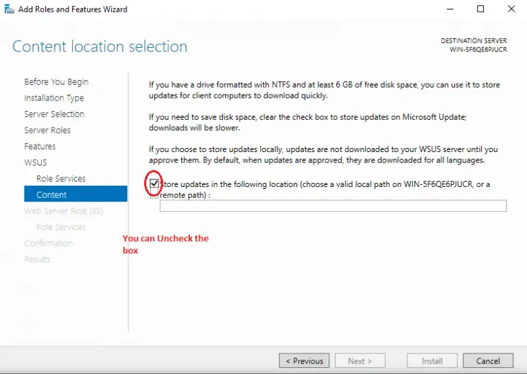 Install Windows Service Update Services (WSUS) on Windows server 2019