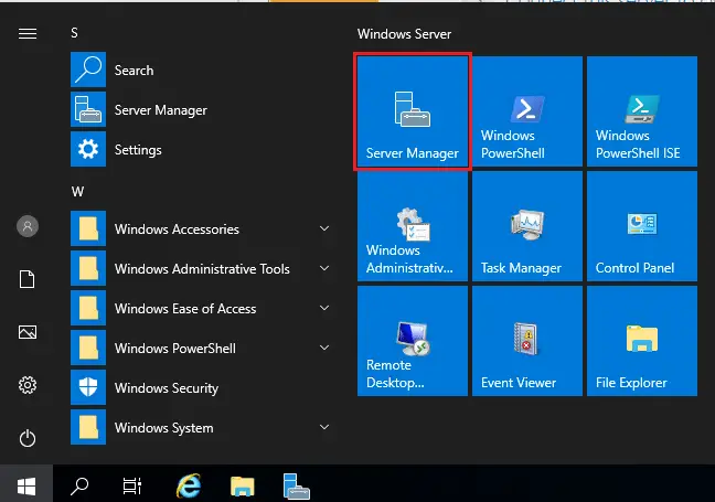 Install Windows Service Update Services (WSUS) on Windows server 2019 1 server manager start 1