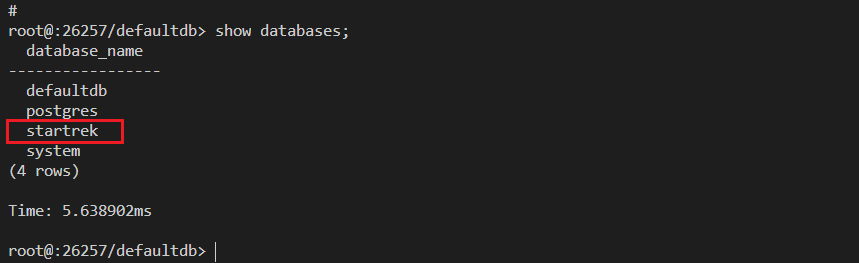 Setup Three Node CockroachDB Cluster on CentOS 8 4 show databases 2