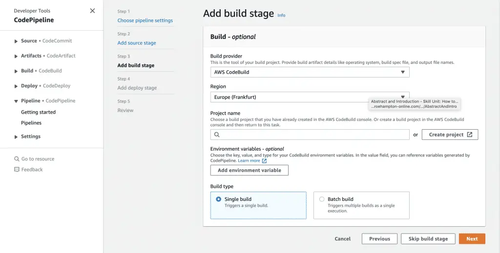 AWS ECS: Automatically Update ECS Services using CodePipeline 10 CodePipeline Add a Build Stage