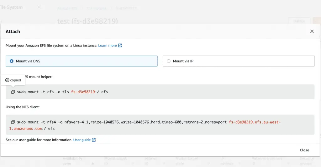 How To Mount AWS EFS File System on EC2 Instance 2 Mount Instructions 2