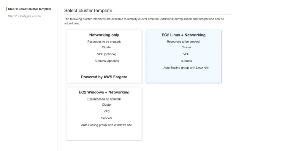 Running Docker Containers on AWS With ECS - Part 1 5 Select Cluster Template ECS EC2