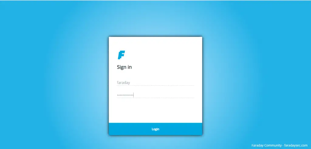 Faraday - Penetration Testing IDE & Vulnerability Management Platform 3 faraday login page