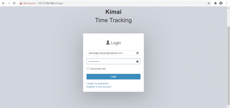 kimai login page 1