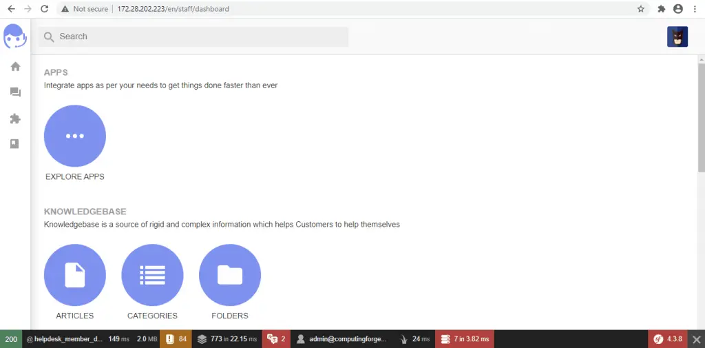 Install UVdesk Helpdesk Ticketing System On CentOS 8 11 uvdesk install page 10 dashboard