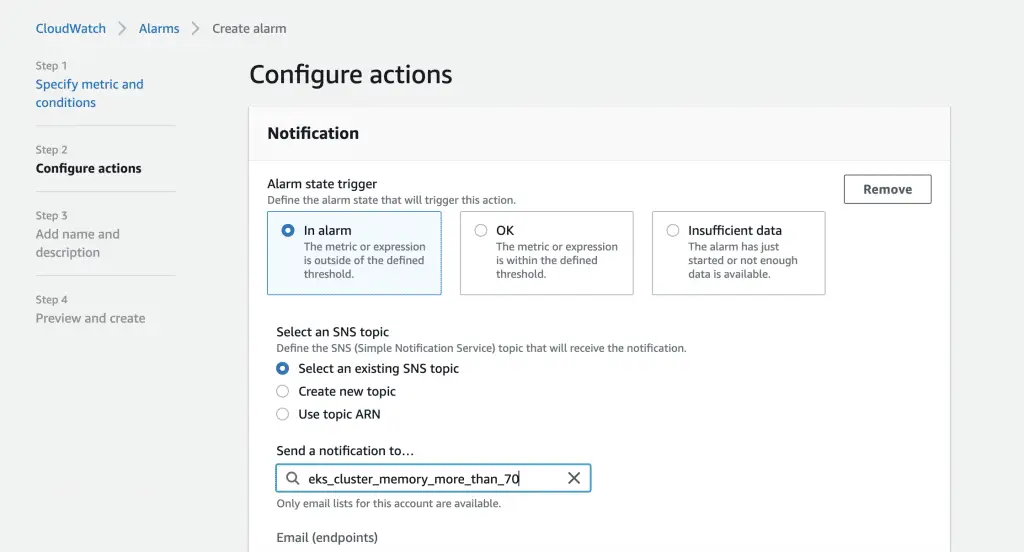 Amazon EKS Autoscaling Based on Cluster Metrics 4 Configure actions 1