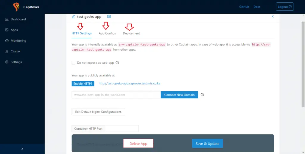 How To Setup your Heroku PaaS using CapRover 6 caprover create one click app 6