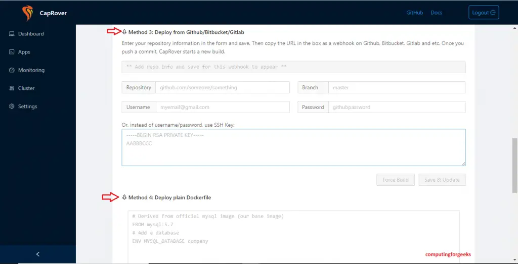 How To Setup your Heroku PaaS using CapRover 7 caprover create one click app 7