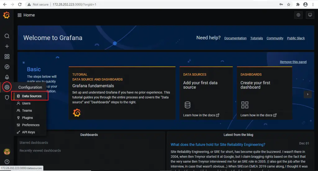 How To Monitor Linux Server Uptime with Prometheus 8 grafana settings datasources