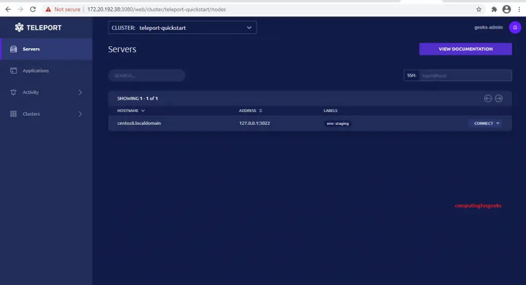 Teleport - Secure Access to Linux Systems and Kubernetes 6 teleport new user logged in