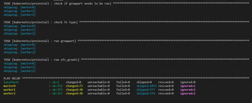 Install Kubernetes Cluster on Debian 10 with Kubespray 3 kubespray recap
