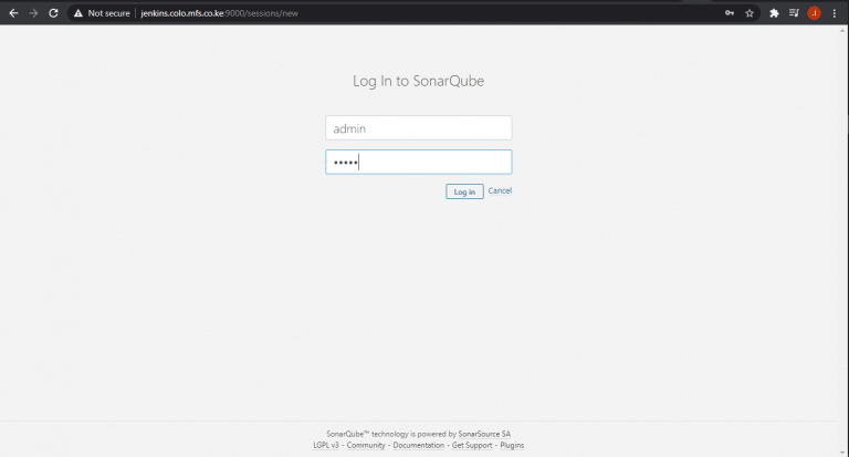 sonarqube login page