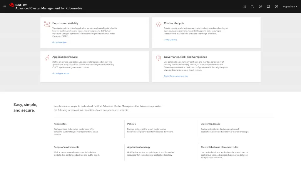 Install Red Hat Advanced Cluster Management on OpenShift 4.x 16 Install Red Hat Advanced Cluster Management 16