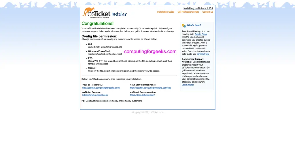 How To Install osTicket on CentOS 8 Linux 4 Install osTicket CentOS 8 03