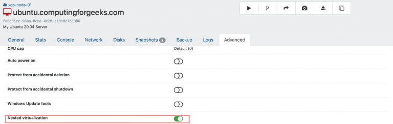 Enable Nested Virtualization Xen XCP ng 03